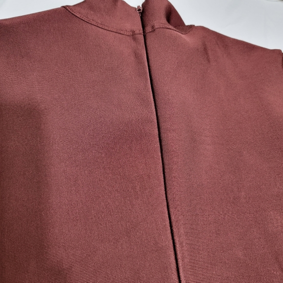 House of CB Marron Long Sleeve Bodycon Pencil Dress Smooth Spandex Size Large - Picture 10 of 15